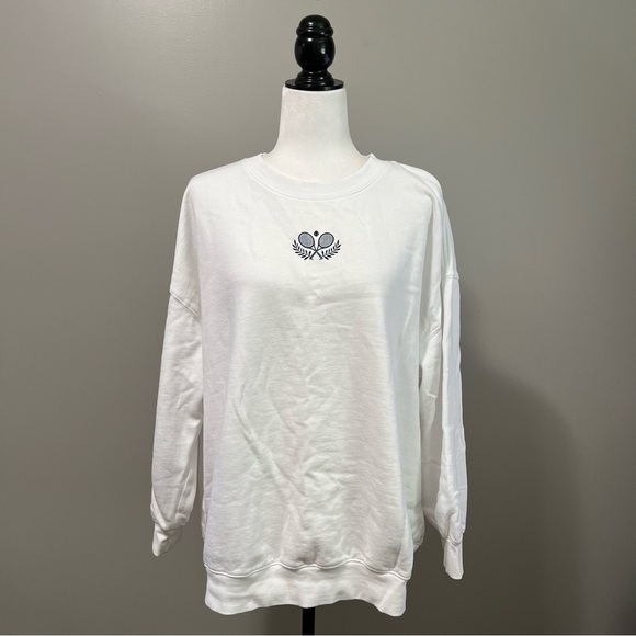 Old Navy Oversized Tunic Crewneck Sweatshirt White - Picture 4 of 12